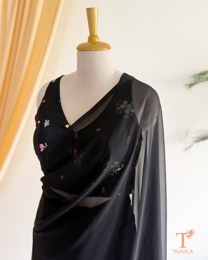 Plain back georgette saree