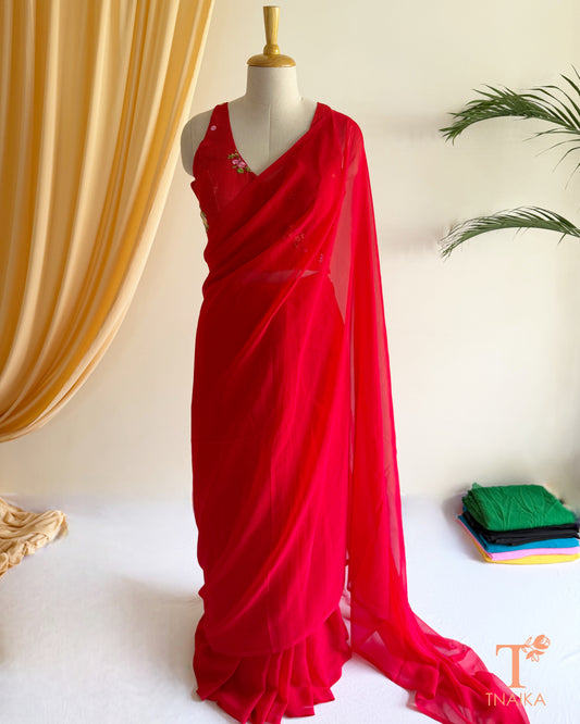 Premium soft georgette saree with an elegant flowing drape.