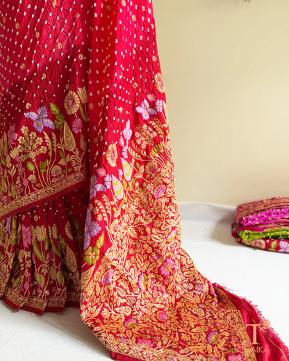 Designer Meenakari woven silk saree with ornate floral craftsmanship.