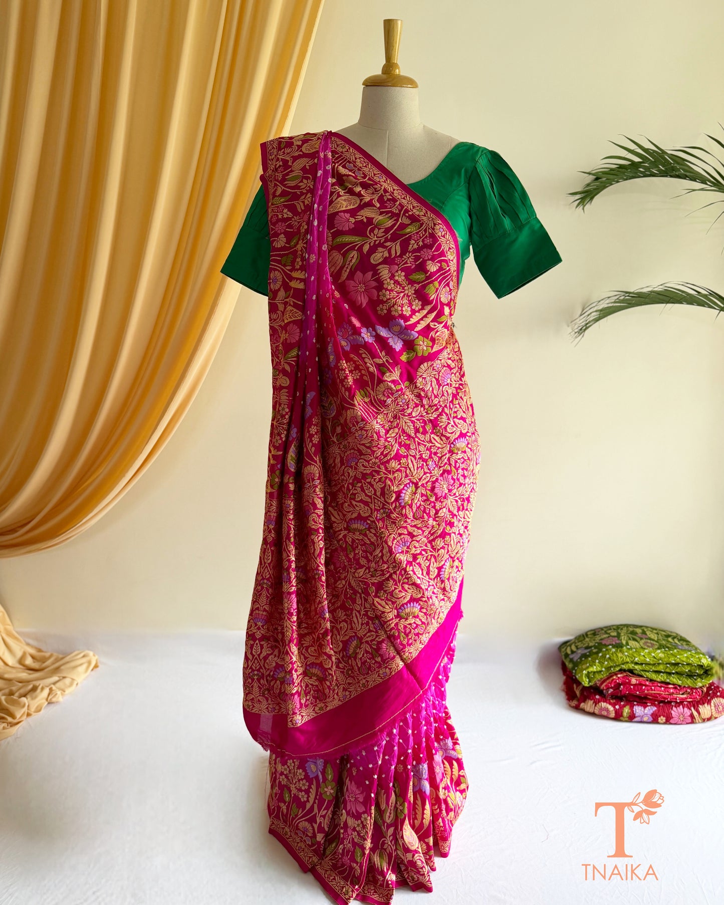 Heritage Bandhej Dupion Silk Saree with Kanjivaram Inspired Design