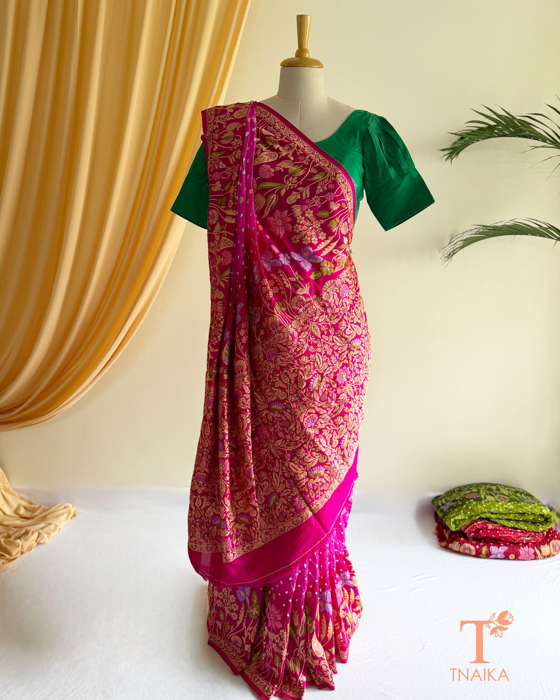 Heritage Bandhej Dupion Silk Saree with Kanjivaram Inspired Design