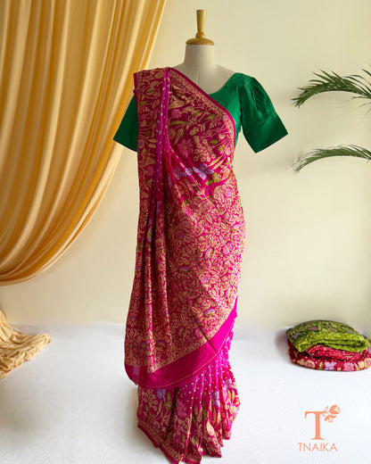 Heritage Bandhej Dupion Silk Saree with Kanjivaram Inspired Design