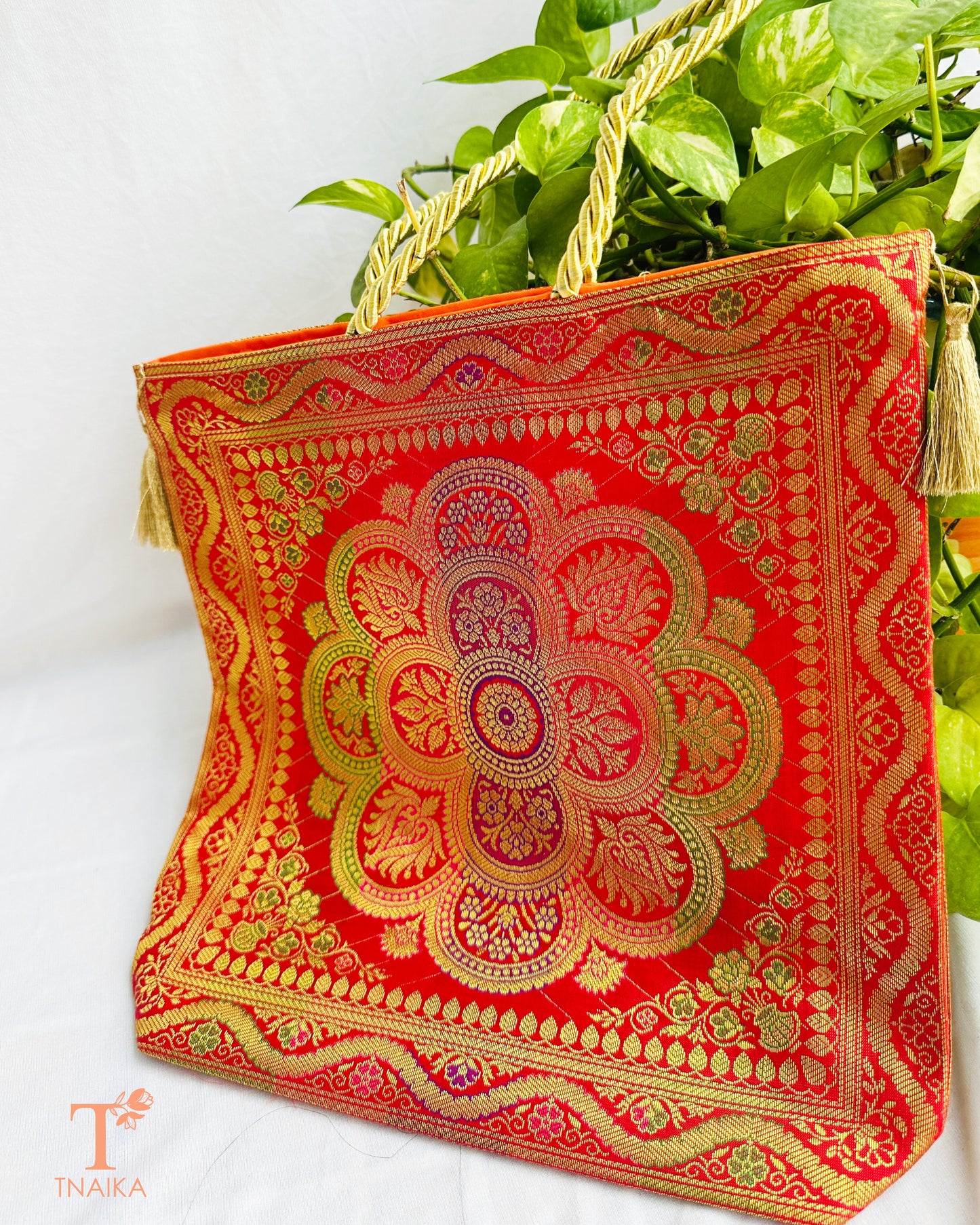 Banarasi purse with traditional zari weave for festive and wedding wear