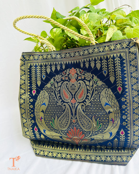 Banarasi purse with traditional zari weave for festive and wedding wear
