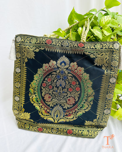 Banarasi purse with traditional zari weave for festive and wedding wear