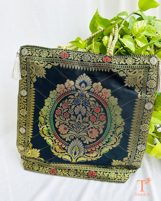 Banarasi purse with traditional zari weave for festive and wedding wear