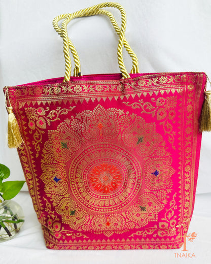 Banarasi purse with traditional zari weave for festive and wedding wear