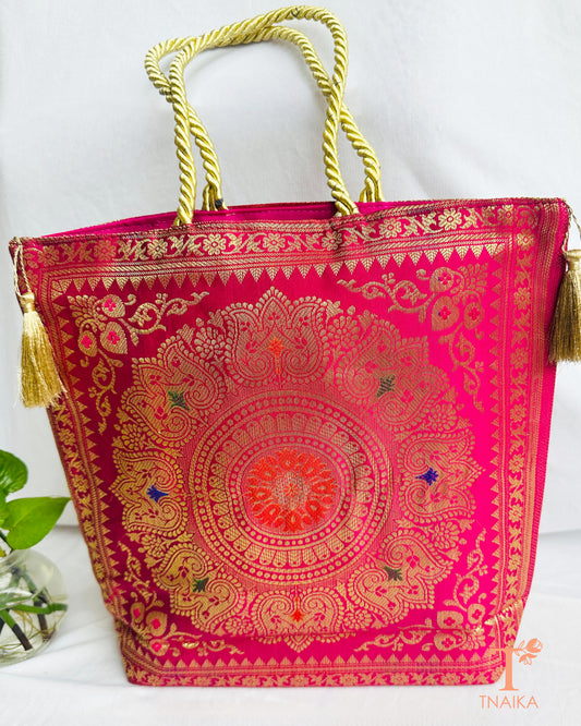 Banarasi purse with traditional zari weave for festive and wedding wear
