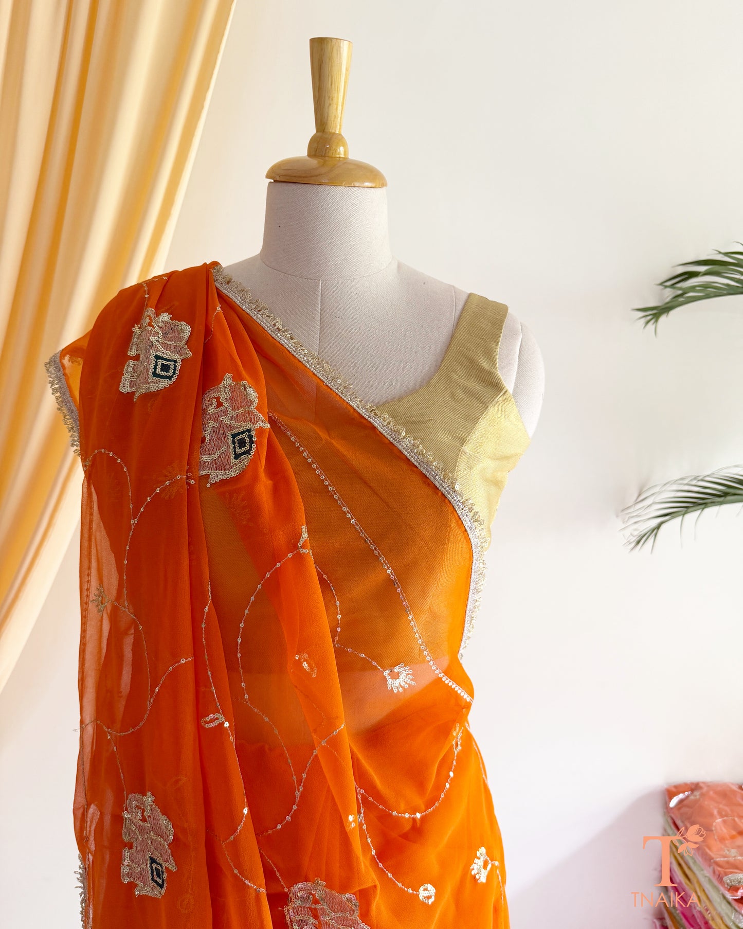 Premium feather-light georgette saree with intricate embellishments