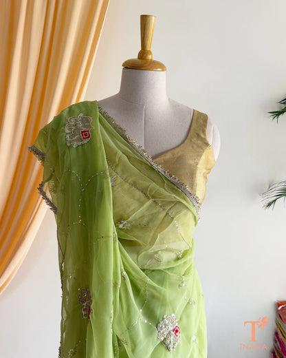 Premium feather-light georgette saree with intricate embellishments