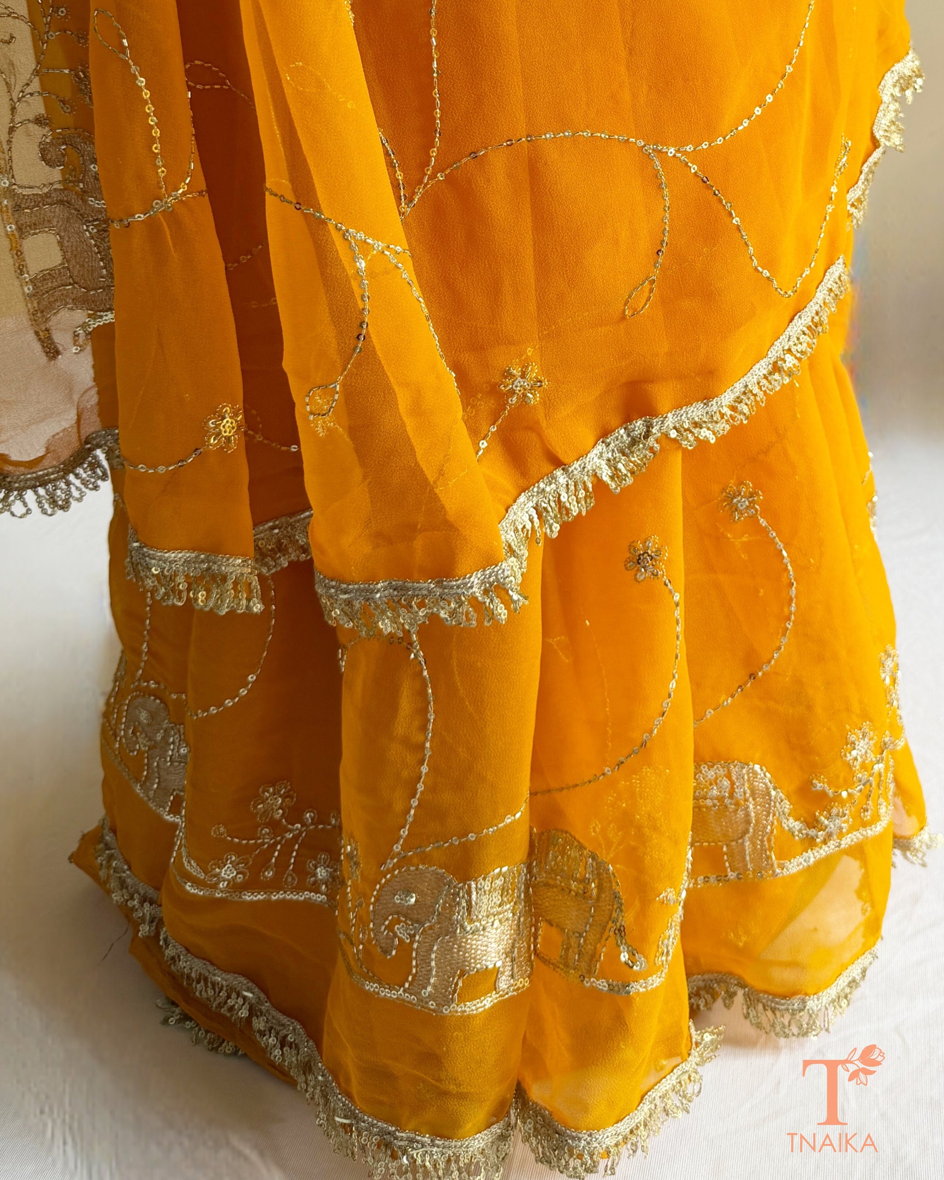 Close up view of the saree