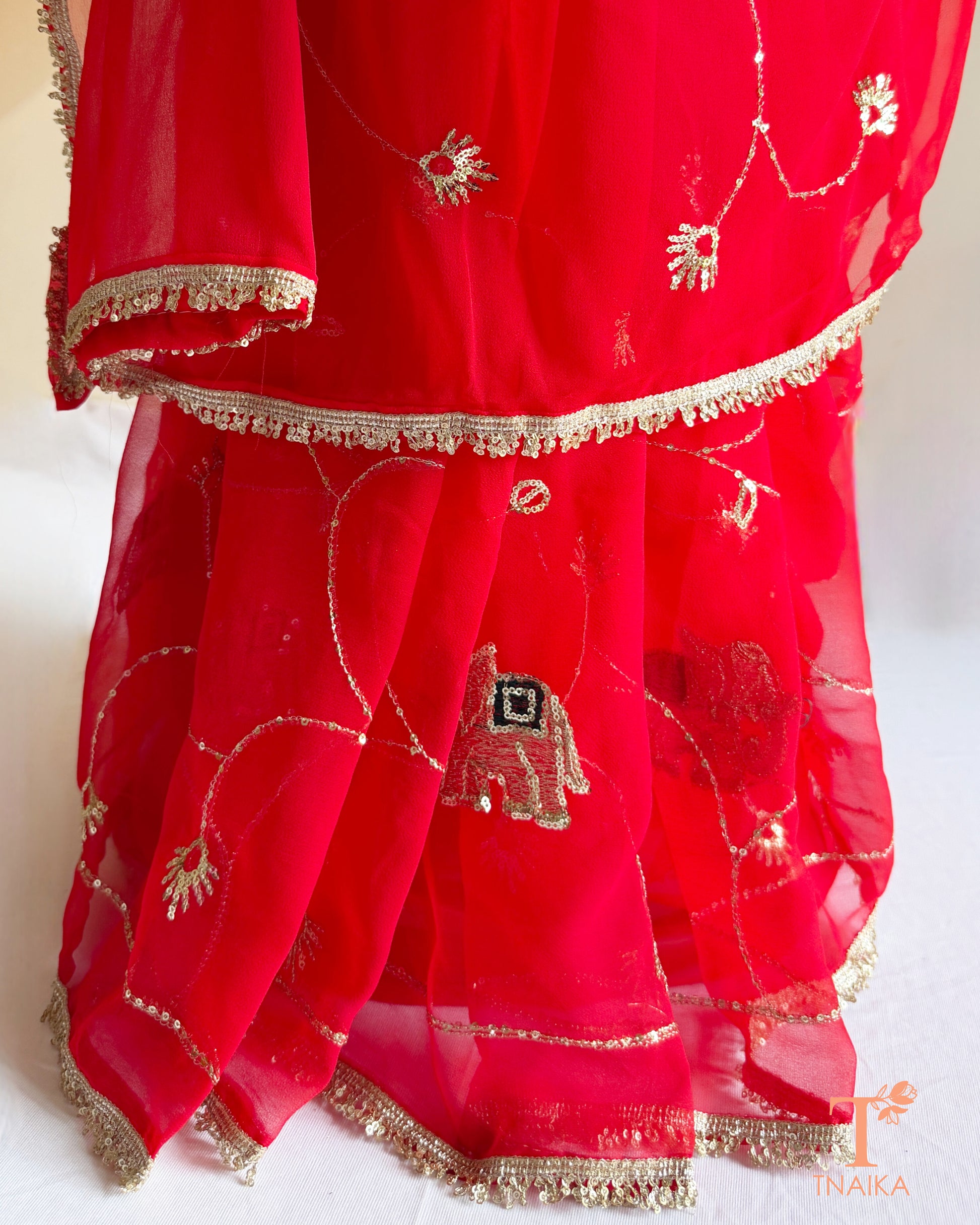 Premium feather-light georgette saree with intricate embellishments