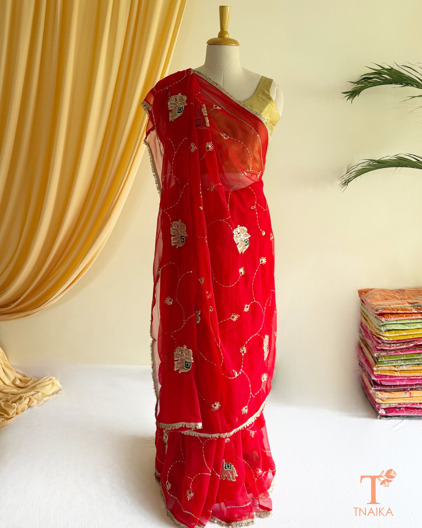 Darbari Saree with elephant motif