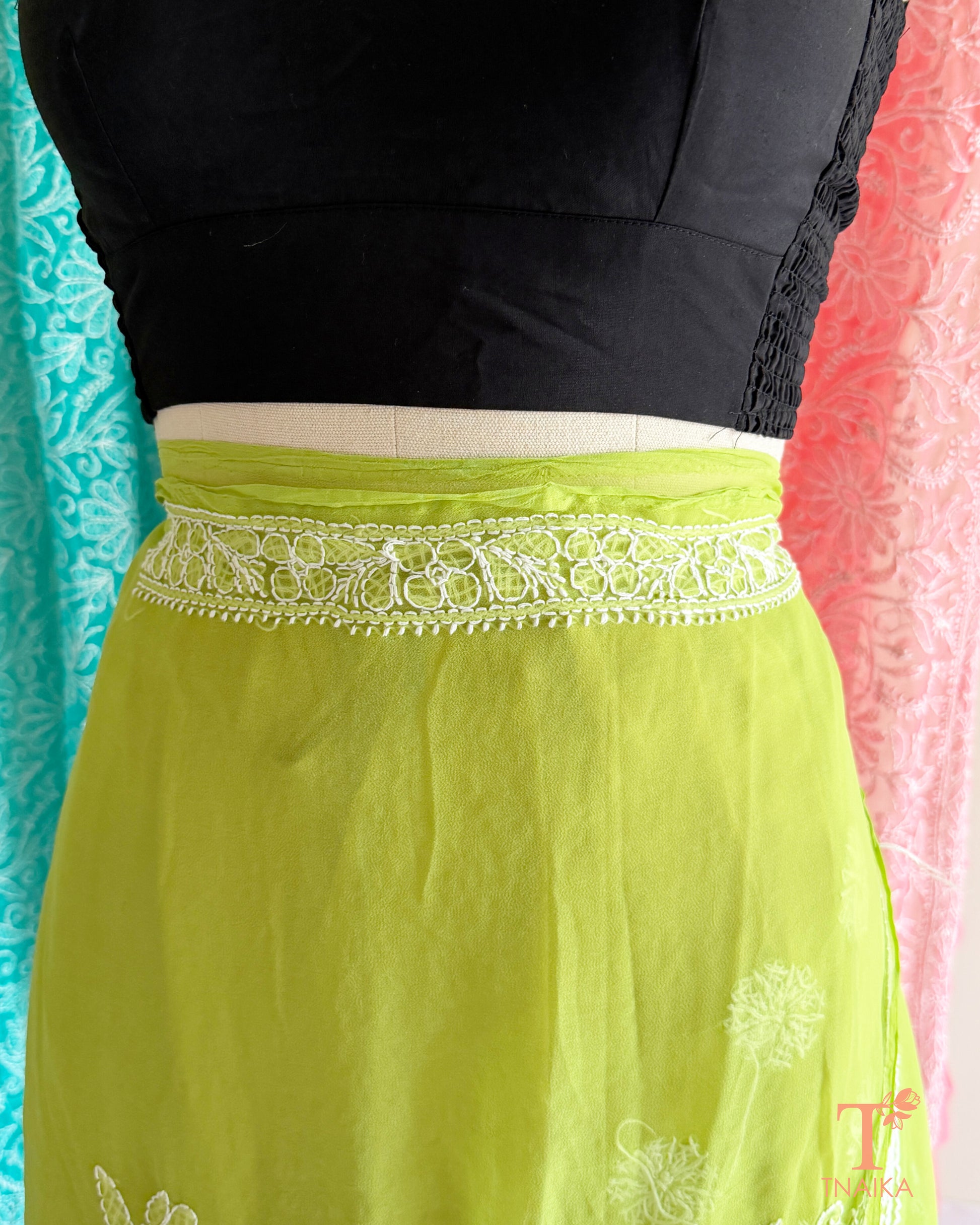 Elegant Chikankari embroidered saree crafted on soft, lightweight fabric.
