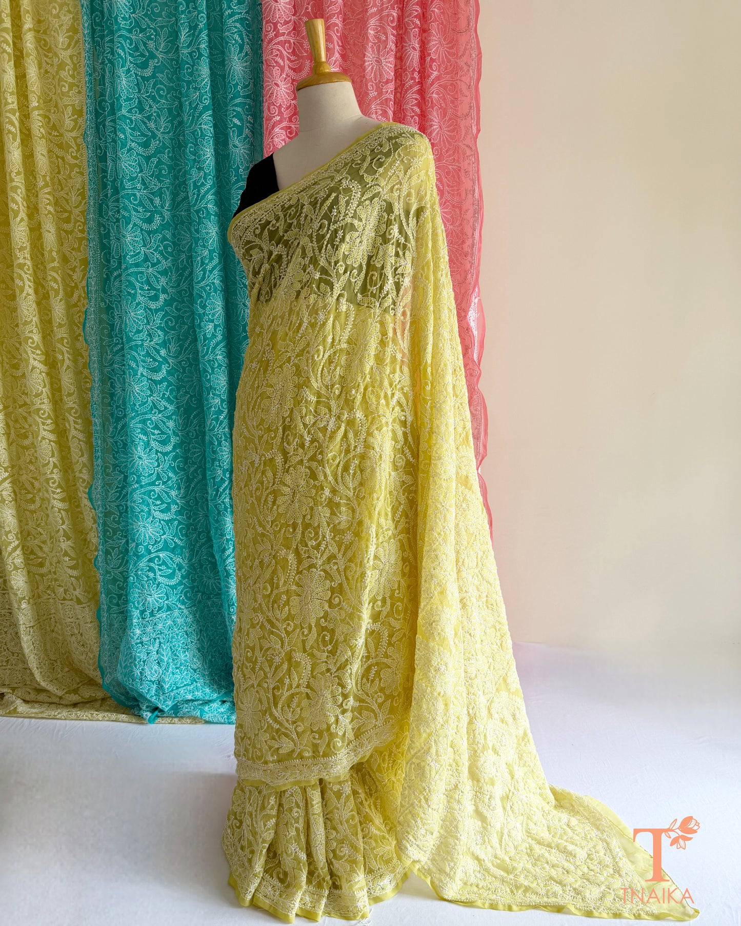 Elegant full jaal embroidered Chikankari saree with handcrafted detailing.