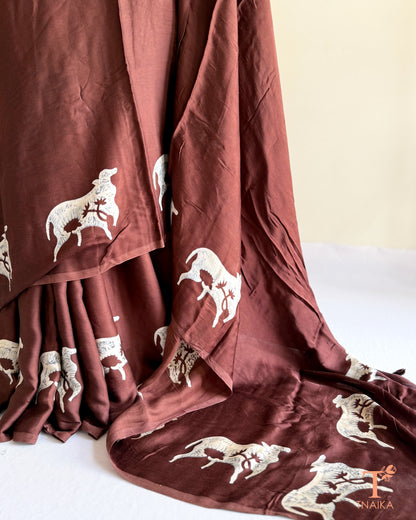 Modal Silk GauRaga Saree - Brown