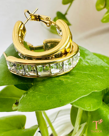 Anti-tarnish gold hoop earrings for women