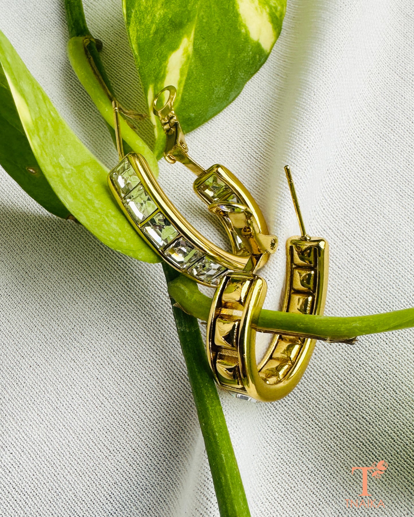 Stylish crystal embellished hoop earrings