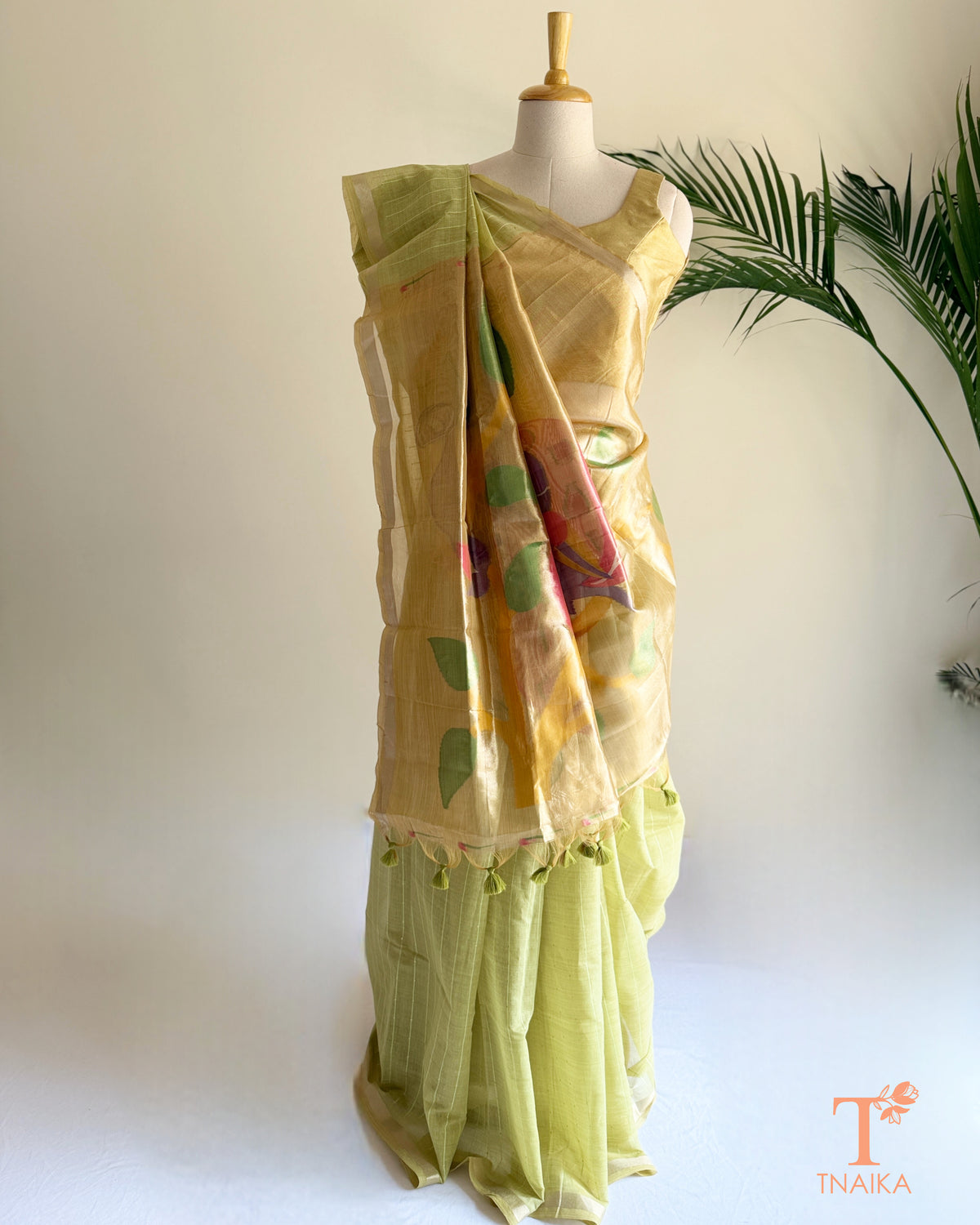 Cotton saree with Paithani-inspired multicolour pallu