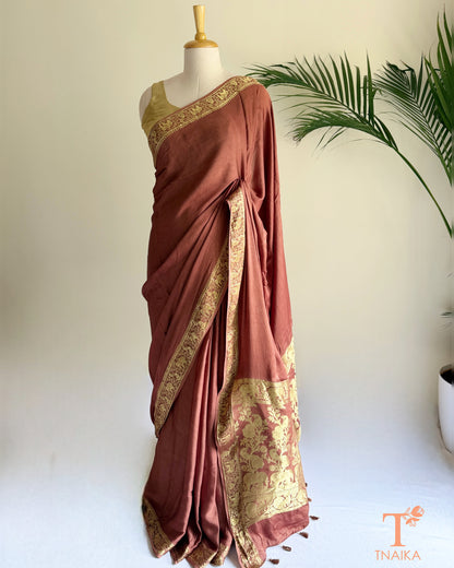 Soft modal saree with woven pallu work