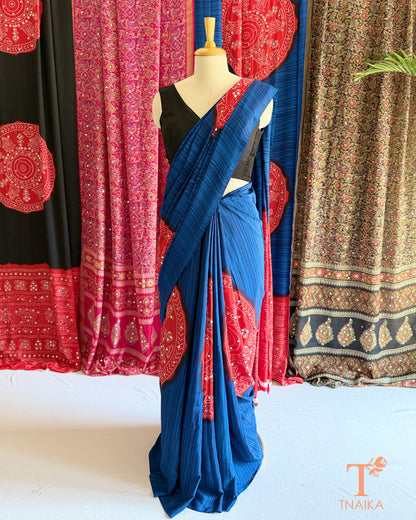 Sitara Satin Silk Saree - Blue