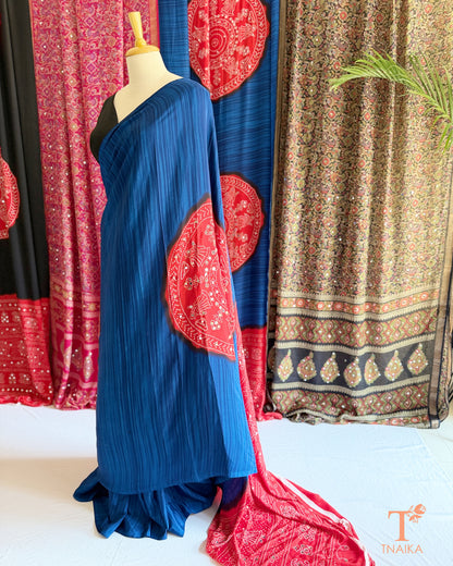 Sitara Satin Silk Saree - Blue
