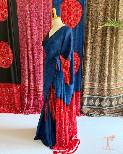 Sitara Satin Silk Saree - Blue