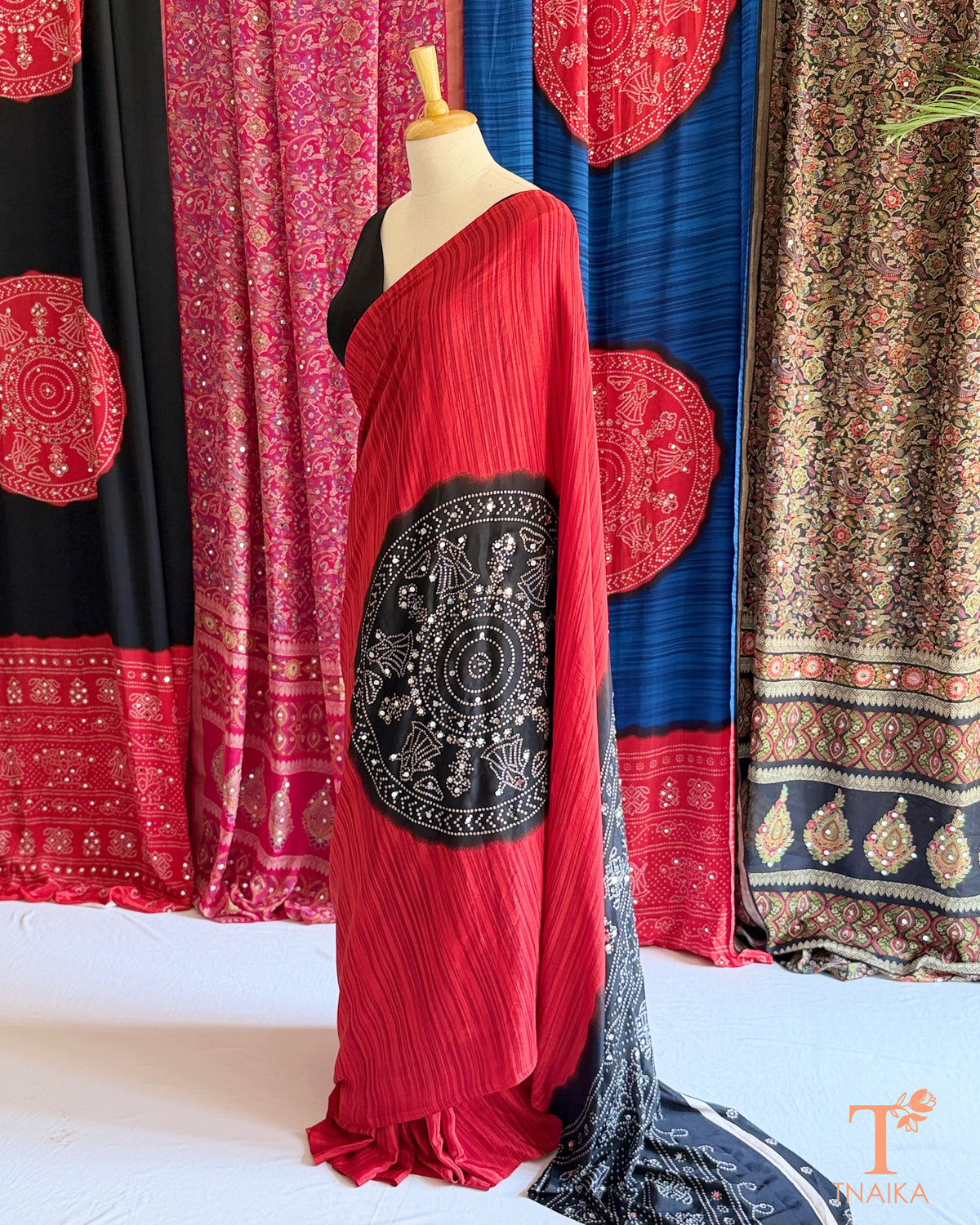 Sitara Satin Silk Saree - Red