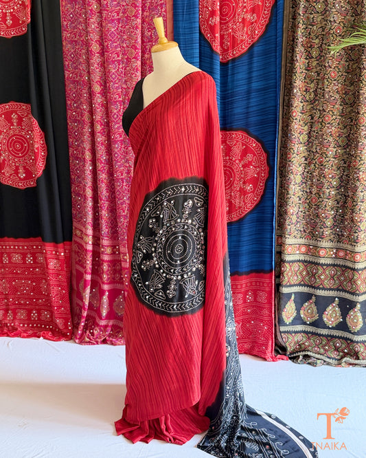 Sitara Satin Silk Saree - Red