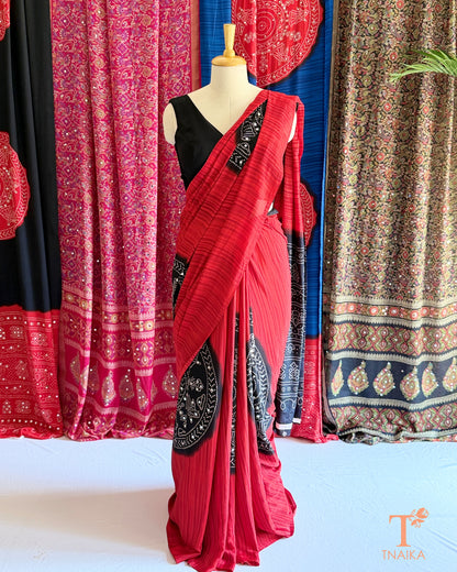 Sitara Satin Silk Saree - Red