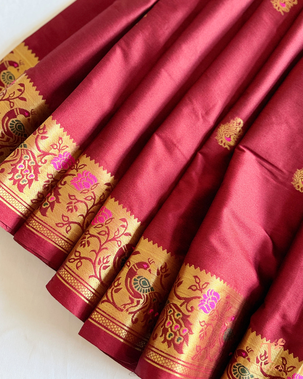 Paithani-inspired saree with colourful traditional pallu motifs