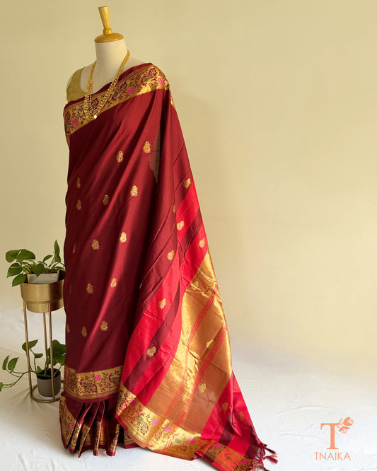 Paithani-inspired semi silk saree with traditional zari border