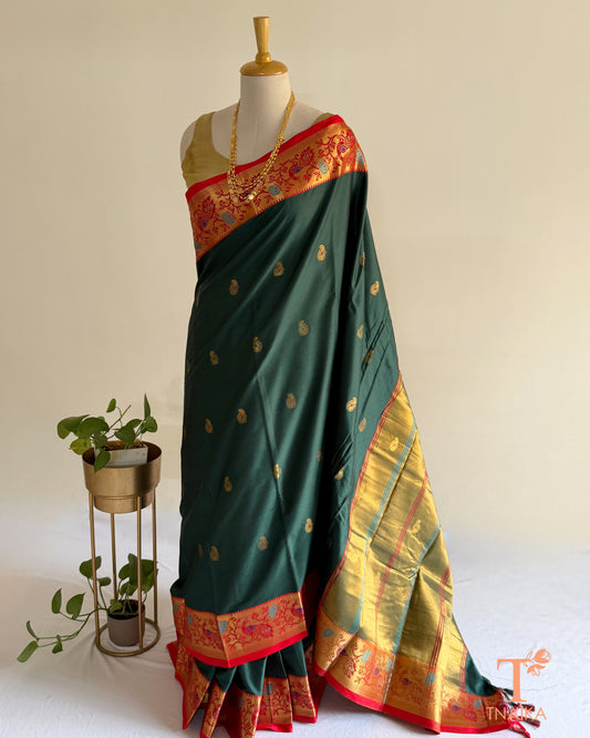 Paithani-inspired semi silk saree with traditional zari border