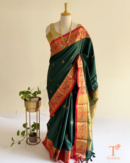 Semi silk festive saree with ornate border and statement pallu