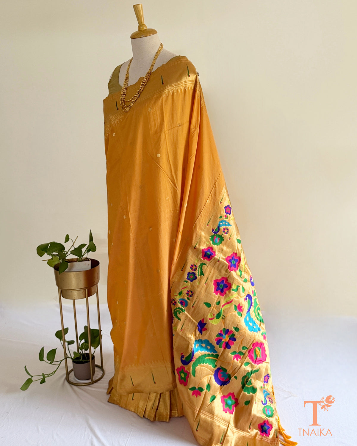 Paithani-inspired semi silk saree with traditional zari border