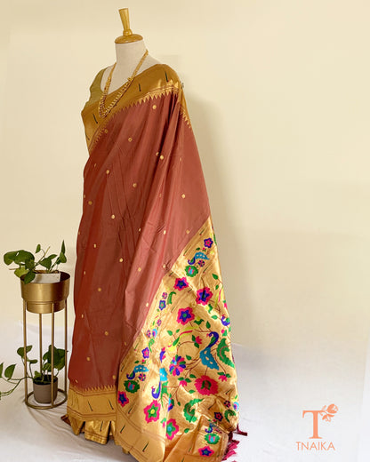 Paithani-inspired semi silk saree with traditional zari border