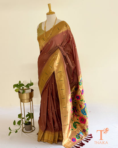 Semi silk festive saree with ornate border and statement pallu