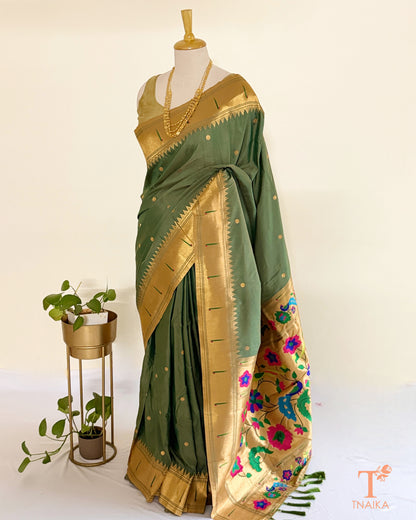 Paithani-inspired semi silk saree with traditional zari border