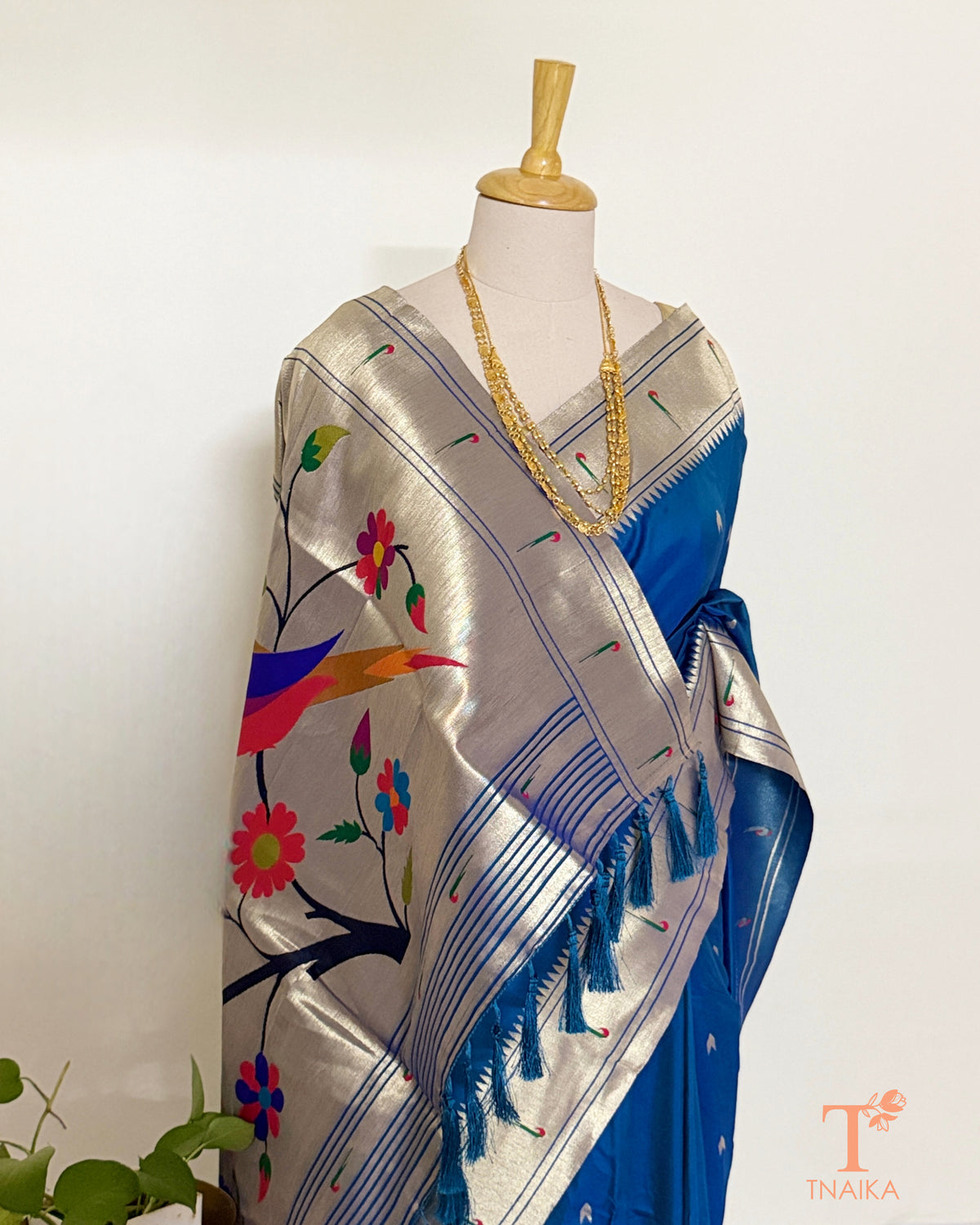Paithani-inspired semi silk saree with traditional zari border