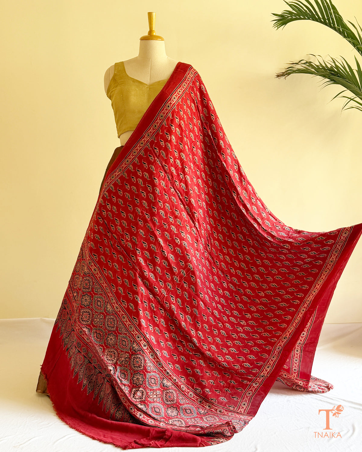 Modal Ajrakh dupatta with original handblock printed traditional patterns