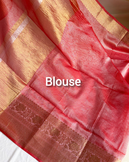 Banarasi-style crushed silk saree with a textured finish