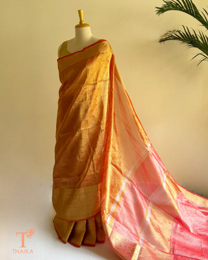 Banarasi crushed tissue silk saree with a lustrous finish