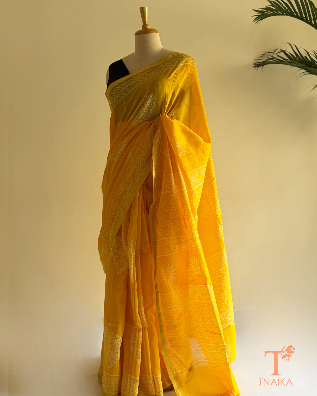 Chanderi saree with traditional Dabu hand-block printing
