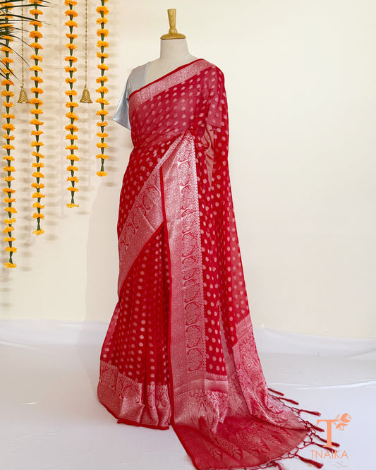 Paithani style chiffon georgette saree with traditional motifs