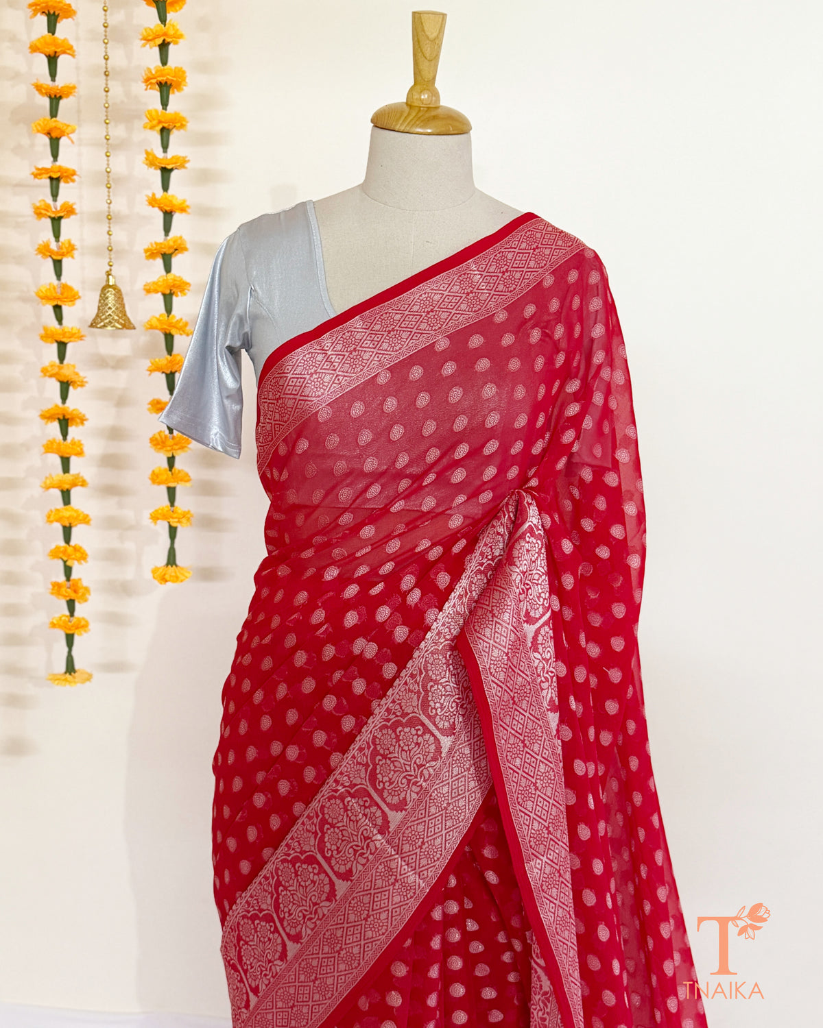 Traditional-inspired georgette saree for festive occasions