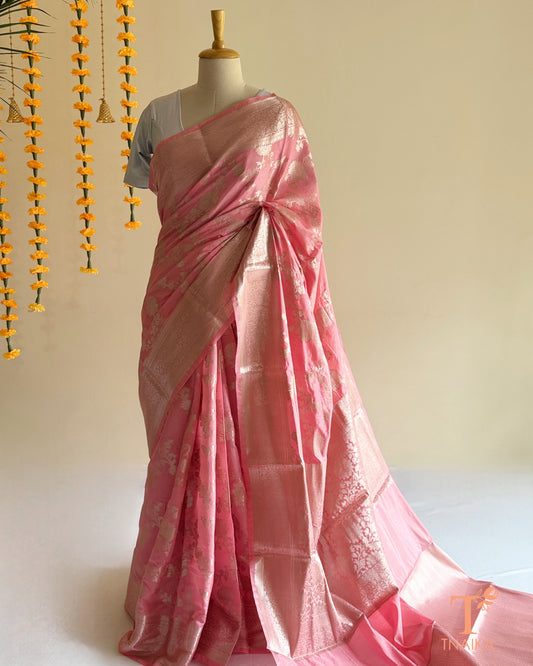 Semi-georgette saree with zari work