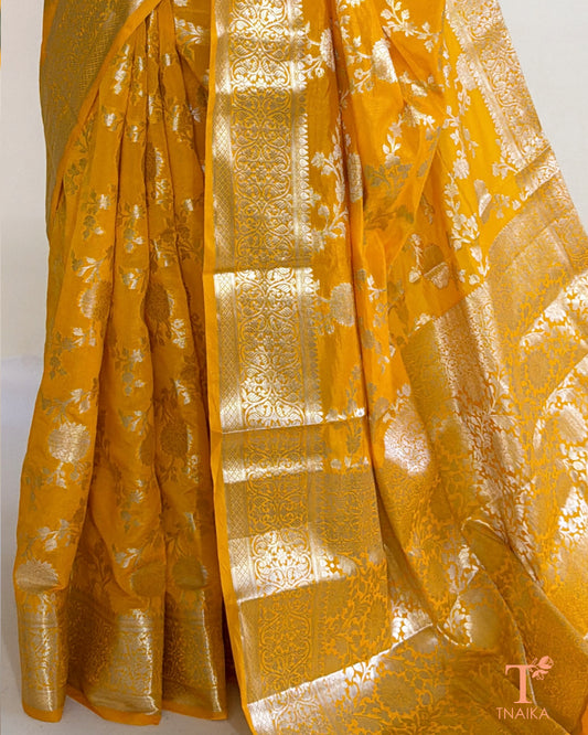 Semi-georgette saree with border