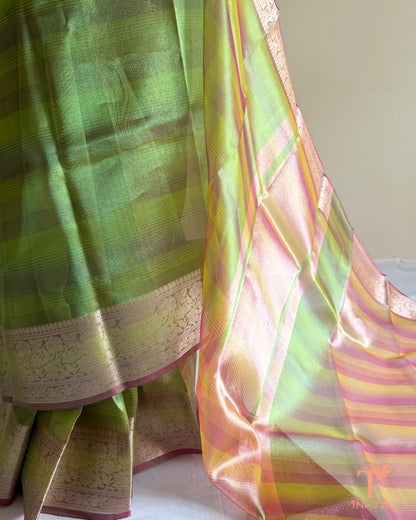 Tissue silk saree with a delicate shimmering finish
