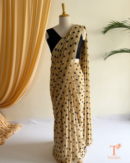 Polka dot georgette saree in soft lightweight fabric