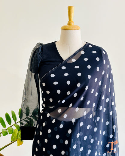 Classic georgette saree with polka dot pattern for women
